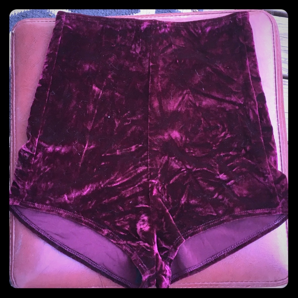 Maroon Velvet reformation shorts